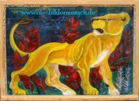lwin und vogel  90 x 70 cm